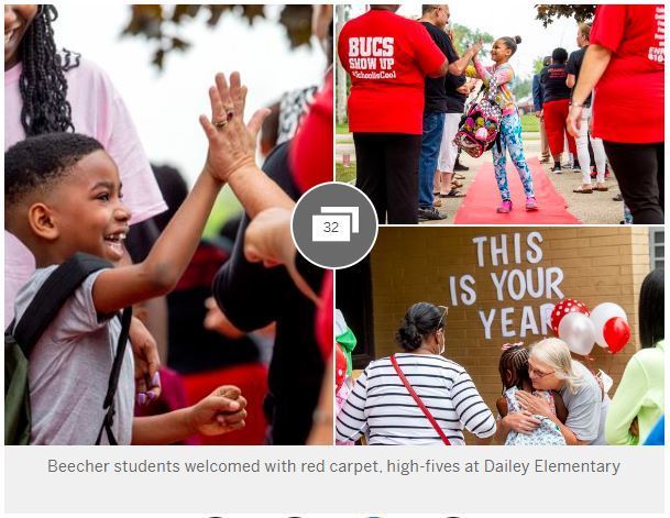 Beecher students welcomed with red carpet, high-fives at Dailey Elementary
