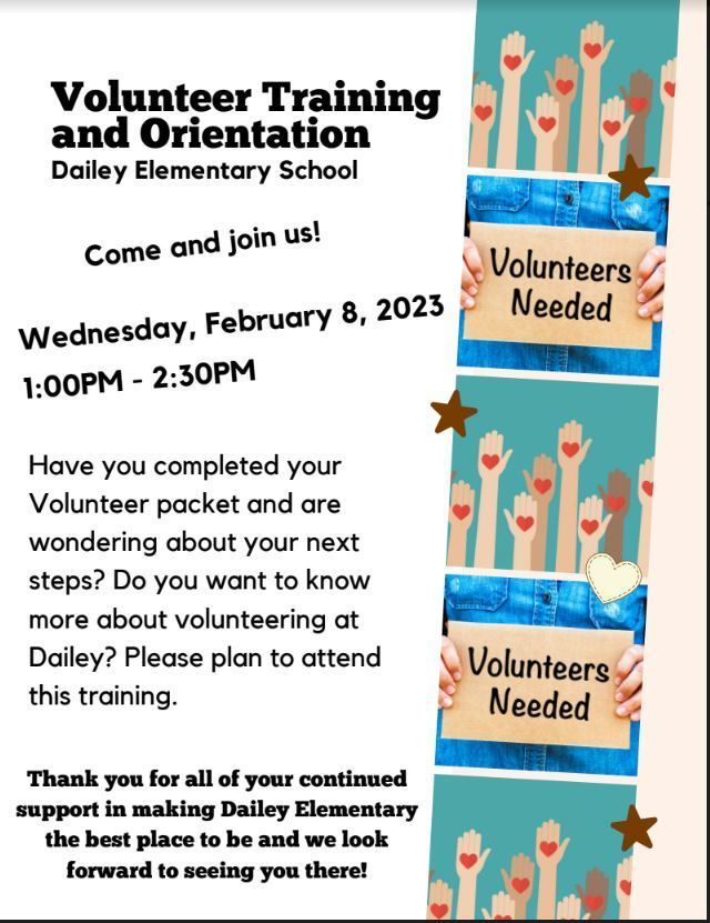 2/8/23 Volunteer Training and Orientation | Dailey Elementary School